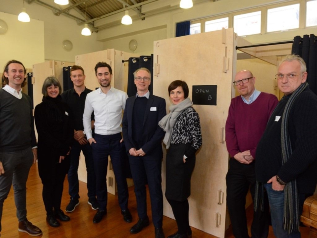 Mayor Damien Egan (centre) with representatives from Reed Watts architects, Aldworth James and Bond, 999 Club, Commonweal Housing and Nick, who uses the Night Shelter.