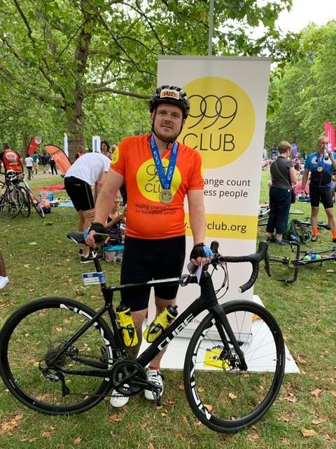 Jaimie cycles to fundraise for the 999 Club