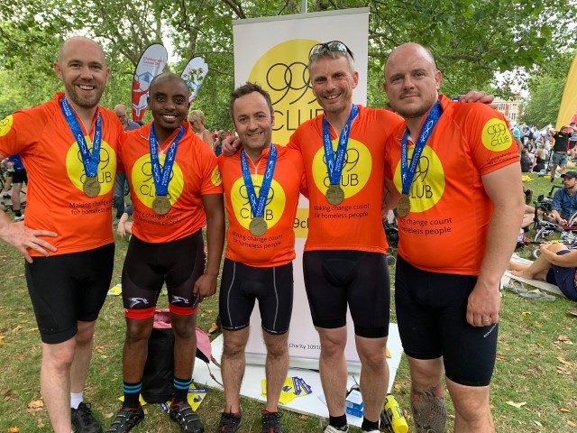 Team members cycle to fundraise for the 999 Club
