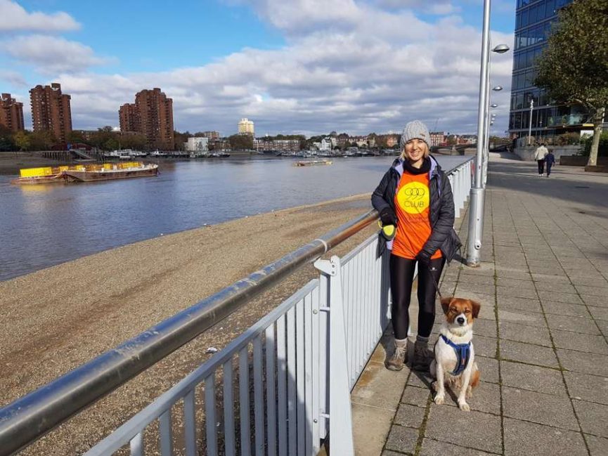 Entrepreneur Tessa Gooding and dog Thali_walk the Thames